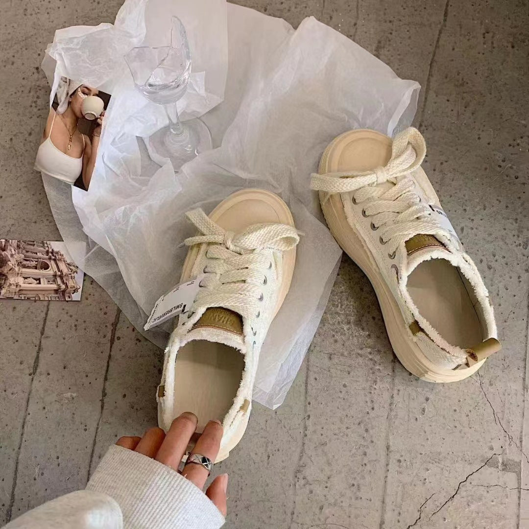 Women's Spring Thick Bottom Korean Sports Canvas Shoes Newgew