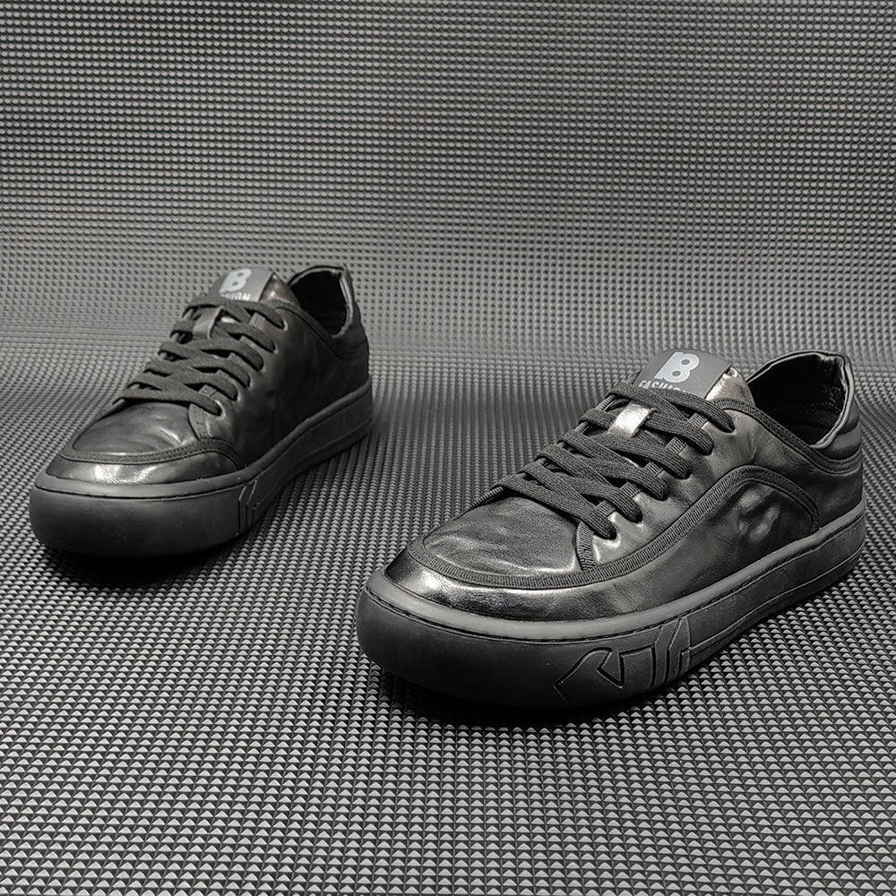 Men Solid Minimalist Leather Flat Casual Shoes Newgew Shoes
