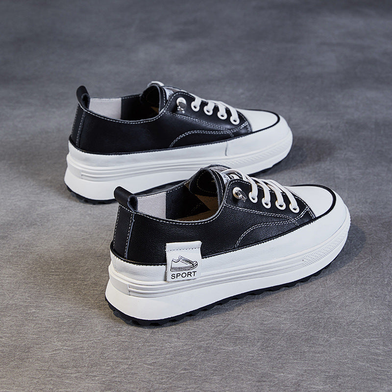 Women Fashion Leather Thick Soled Casual Shoes Newgew Shoes