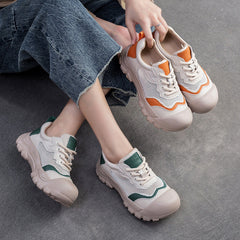 Women Fashion Breathable Mesh Leather Casual Shoes Newgew Shoes