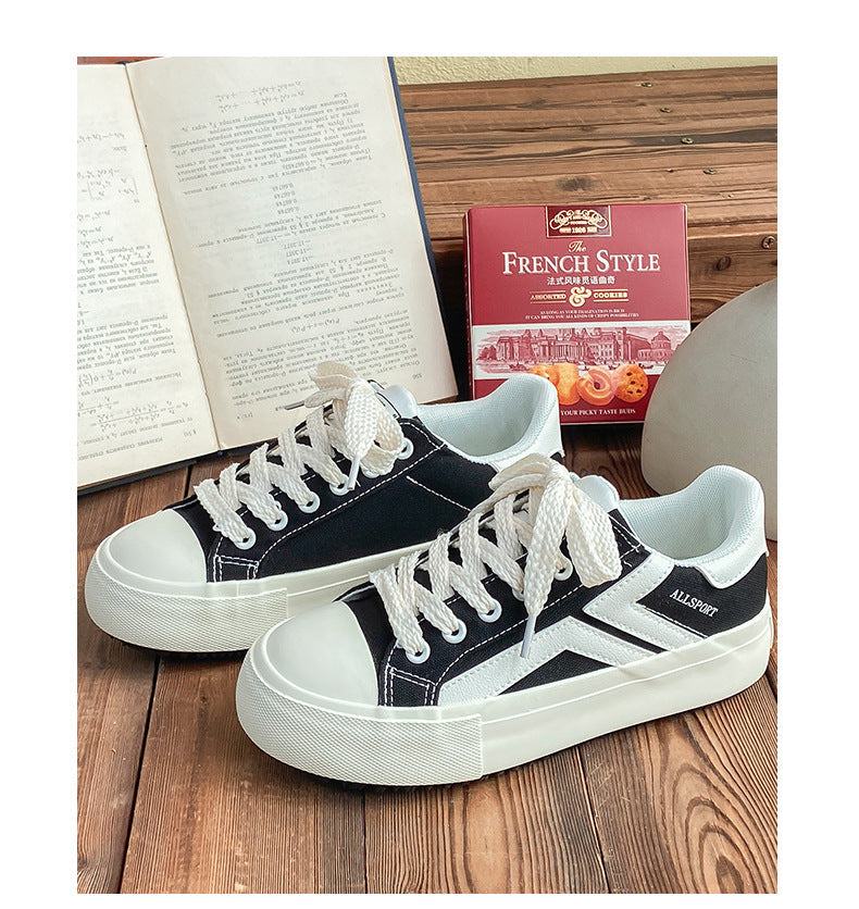 Women's Spring Thick-soled Big Toe Biscuit Shape Canvas Shoes Newgew