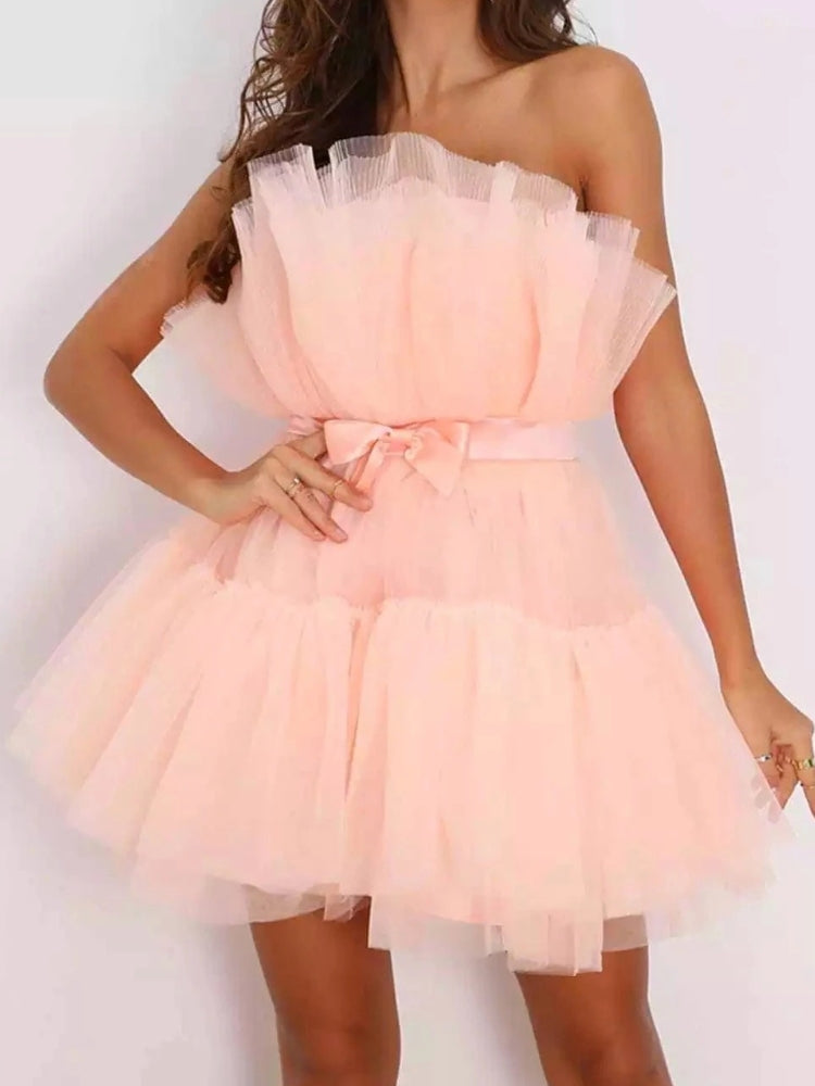 Mesh Bow Tulle Dress Newgew Dresses