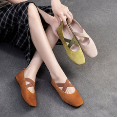 Women Retro Minimalism Leather Soft Flats Newgew Shoes