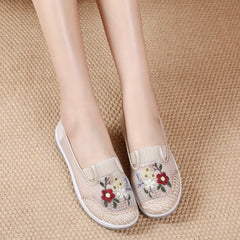 Women's Female Tennis Ethnic Style Mesh Embroidered Canvas Shoes Newgew