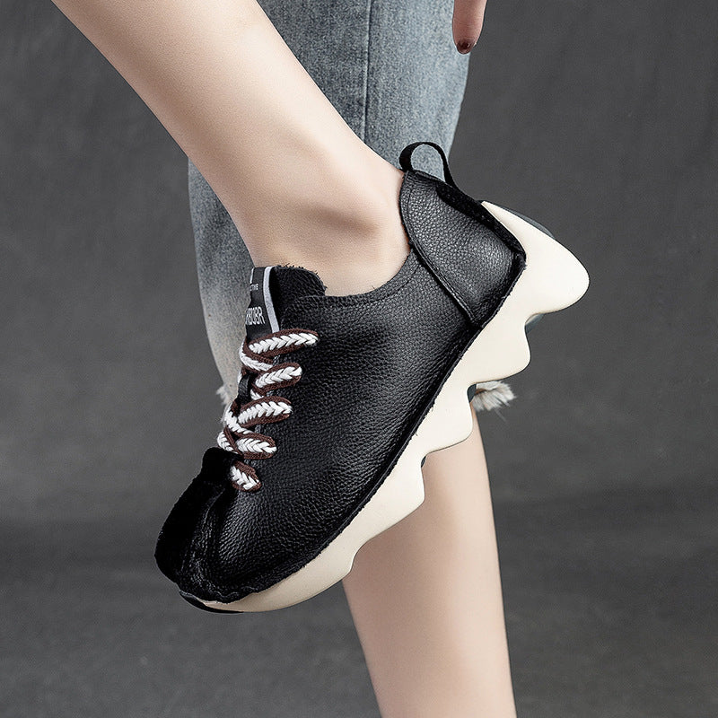 Women Retro Casual leather Lug Sole Sneakers Newgew Shoes