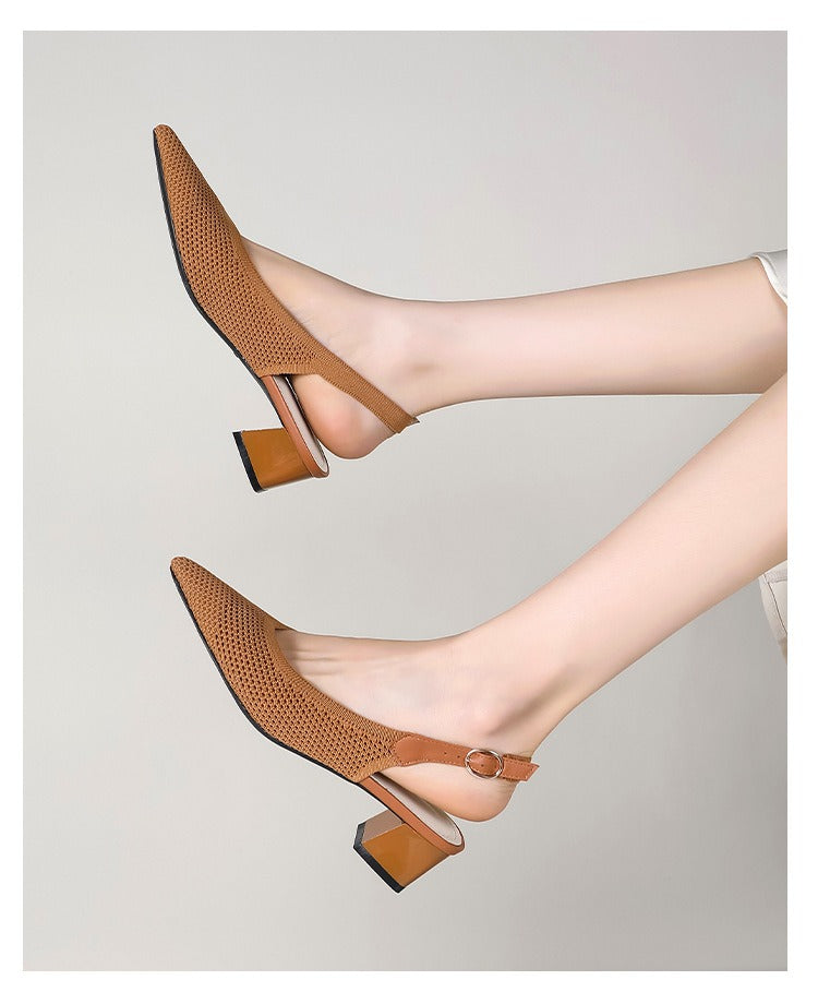 Braided Toe Strappy Mid-Heeled High Heels Newgew