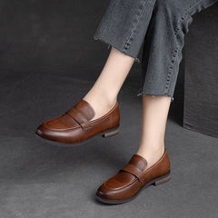 Women Classic Leather Solid Casual Loafers Newgew Shoes