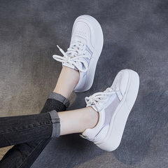 Women Fashion Breathable Leather Thick Soled Casual Shoes Newgew Shoes