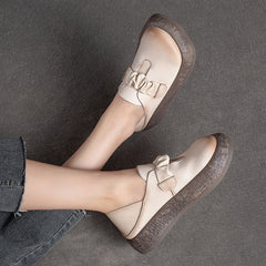 Women Retro Thick Soled Leather Minimalist Casual Shoes Newgew Shoes