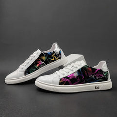 Men Stylish Fashion Print Leather Flat Casual Shoes Newgew Shoes