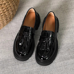 Women Minimalist Glossy Leather Casual Loafers Newgew Shoes