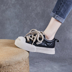 Women Leather Fashion Flat Casual Shoes Newgew Shoes