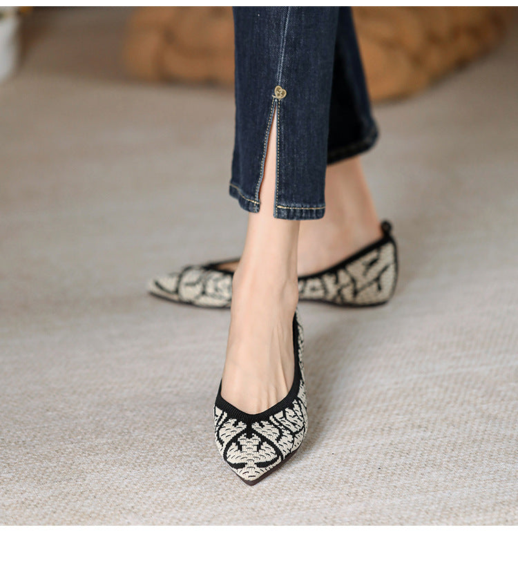 Pointed Knitted Egg Roll Flat Flying Woven Shoes NewGew