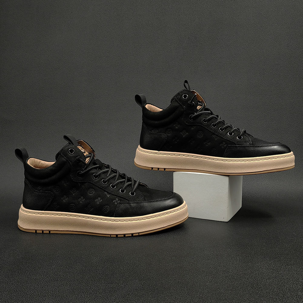 Men Retro Figured Leather Flat Casual Shoes Newgew Shoes