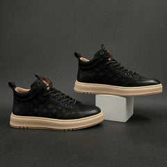 Men Retro Figured Leather Flat Casual Shoes Newgew Shoes