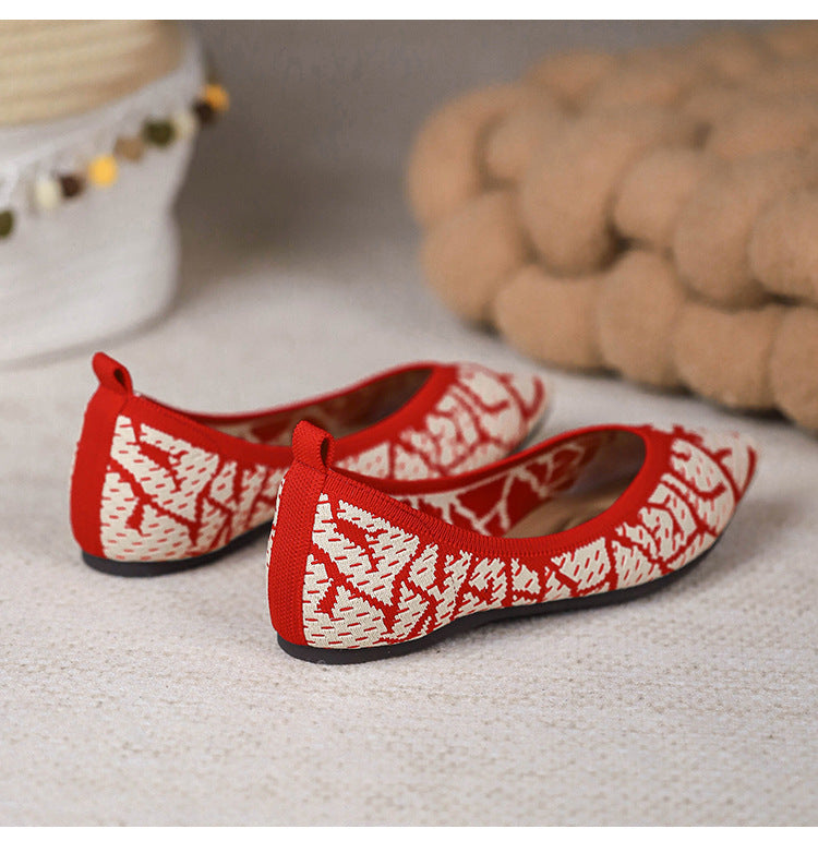 Pointed Knitted Egg Roll Flat Flying Woven Shoes NewGew