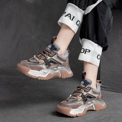 Women Retro Patchwork Casual Platform Dad Sneakers Newgew Shoes