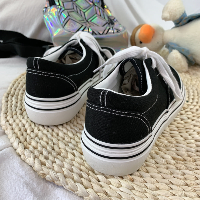Women's Summer Thick-soled Fashionable Queen Style White Canvas Shoes Newgew