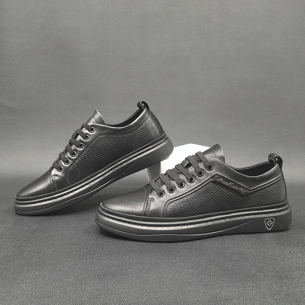 Men Fashion Breathable Hollow Leather Flat Casual Shoes Newgew Shoes