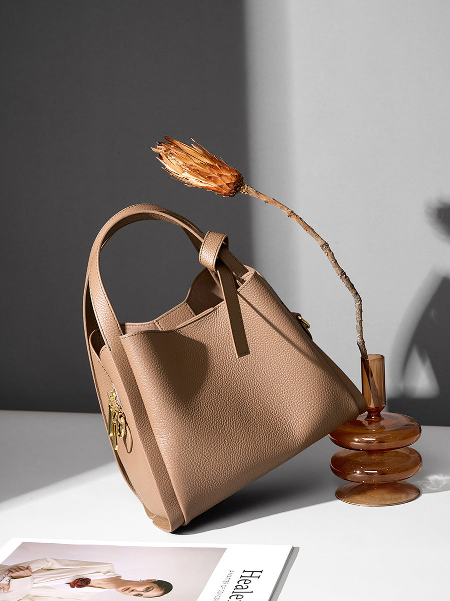 Women Fashion Soft Cowhide Bucket Shoulder Bag Newgew Shoes
