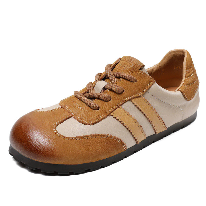 Women Handmade Retro Leather Flat Casual Training Shoes Newgew Shoes