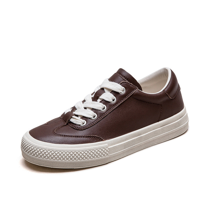 Women Leather Flat Low Top Casual Shoes Newgew Shoes