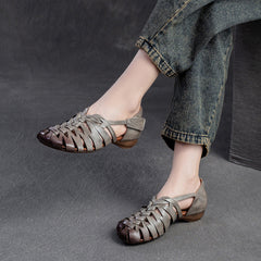 Women Retro Plaited Leather Flat Casual Sandals Newgew Shoes