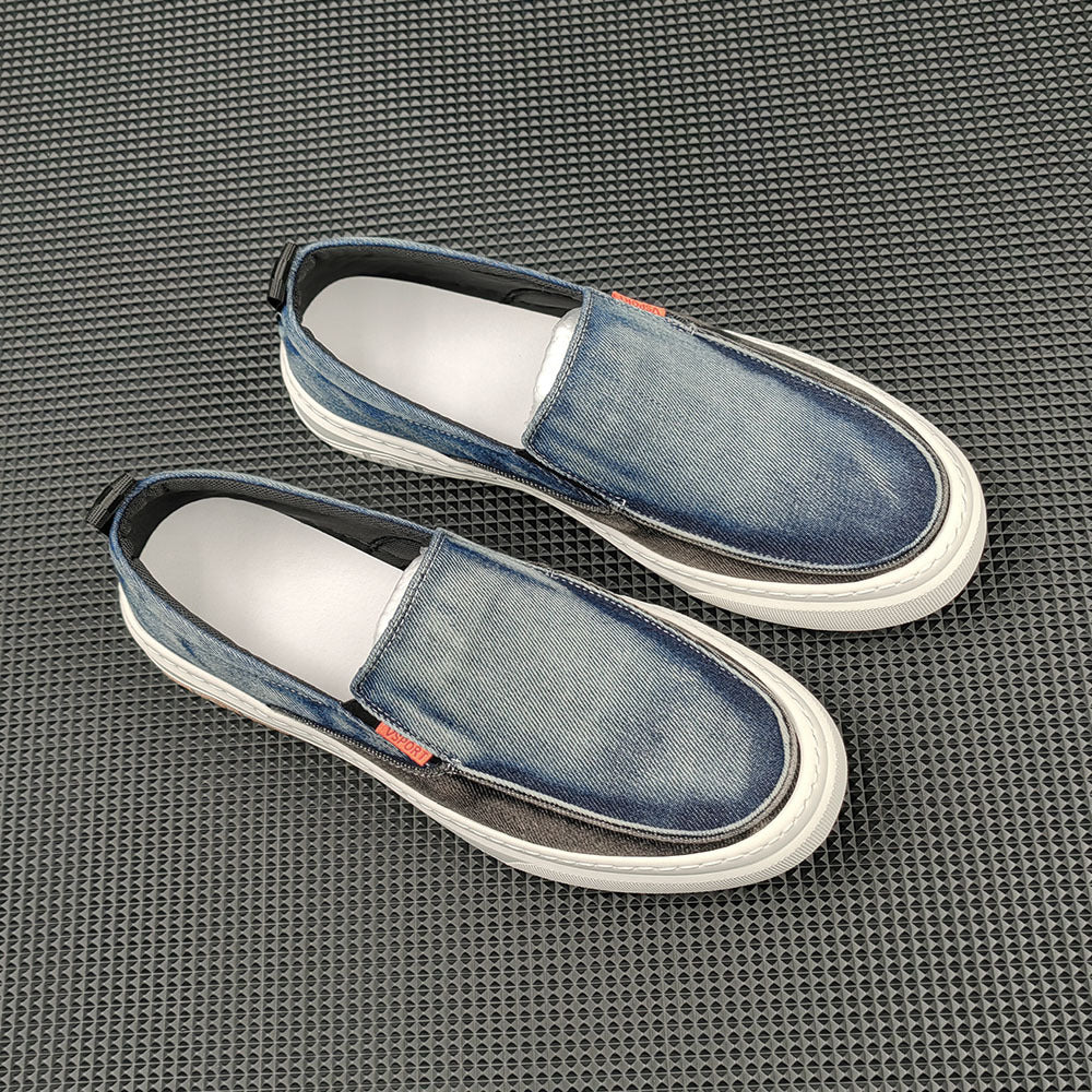 Men Fashion Denim Canvas Flat Casual Loafers Newgew Shoes