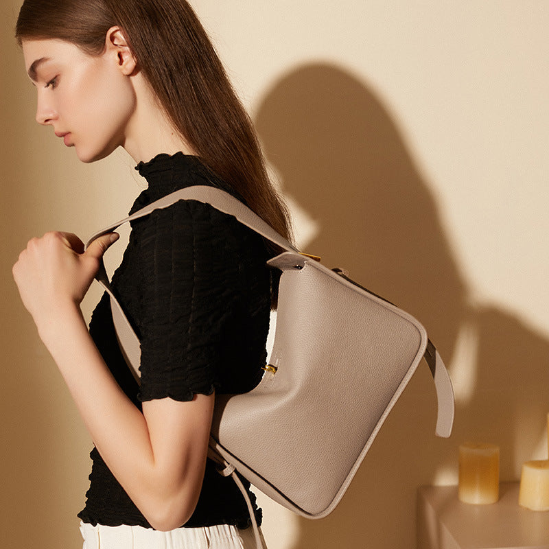 Women Fashion Minimalist Soft Cowhide Tote Shoulder Bag Newgew Shoes