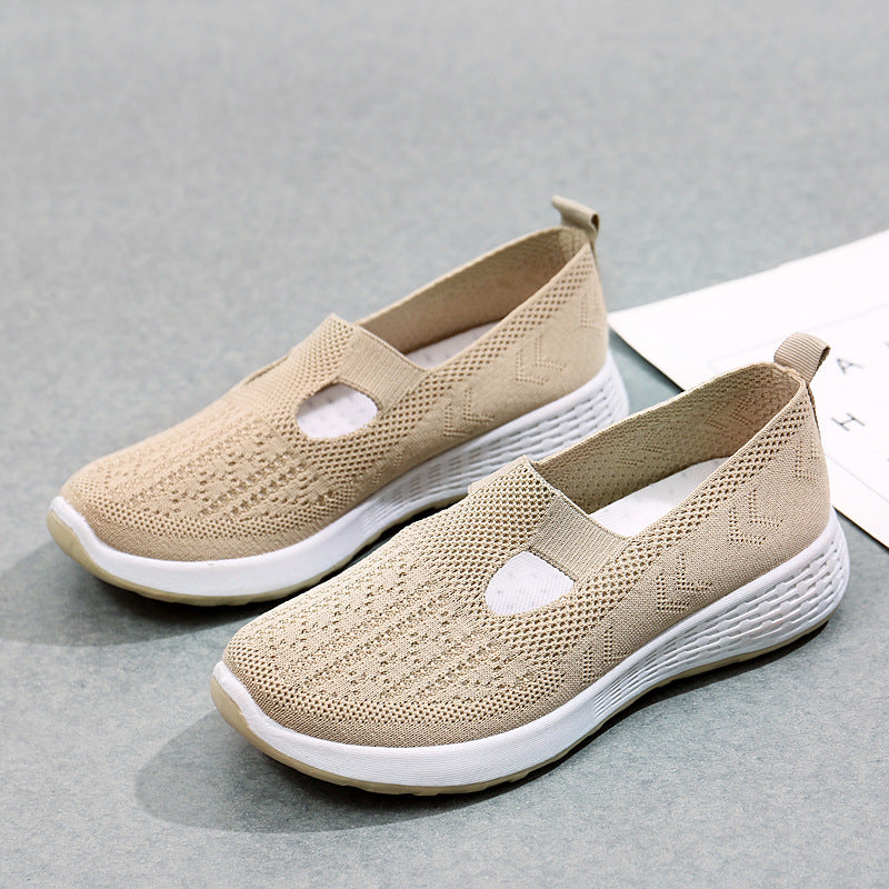 Women's Cloth Low-cut Mesh Breathable Mom Soft Bottom Canvas Shoes Newgew