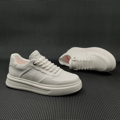 Men Minimalist Solid Leather Flat Casual Shoes Newgew Shoes