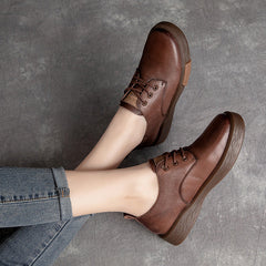 Women Classic Soft Leather Flat Casual Shoes Newgew Shoes