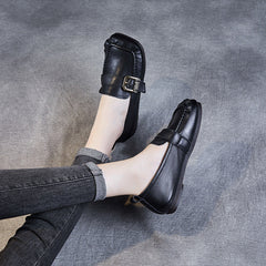 Women Retro Leather Soft Casual Loafers Newgew Shoes