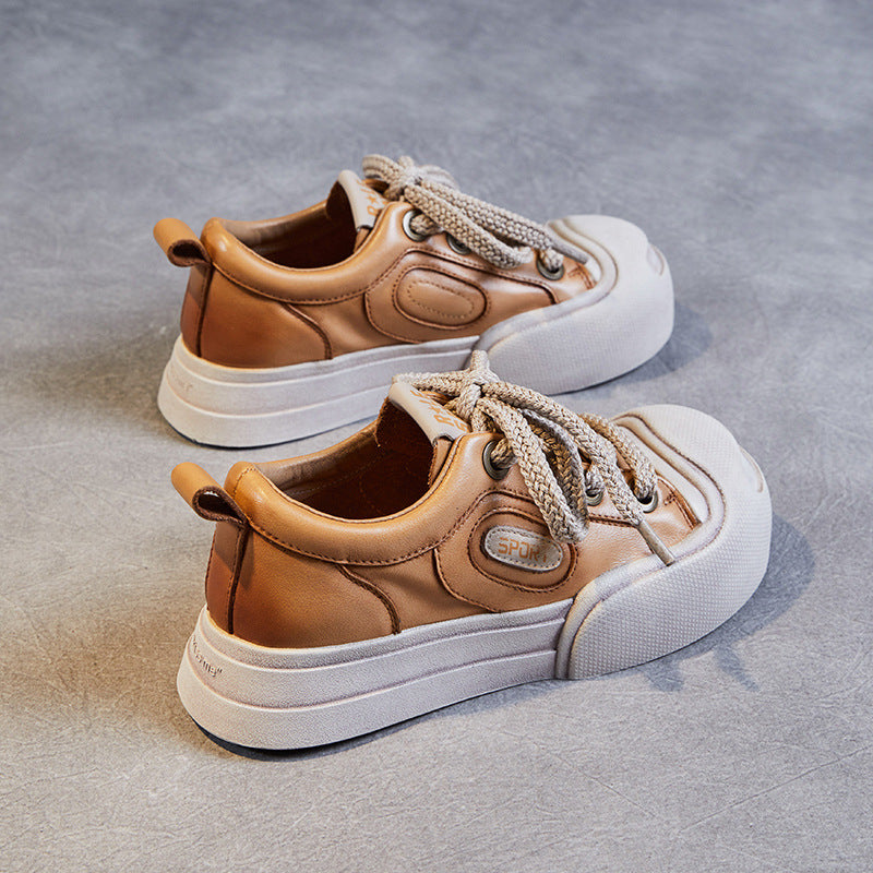 Women Leather Fashion Flat Casual Shoes Newgew Shoes