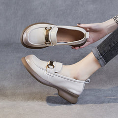 Women Spring Minimalist Soft Leather Casual Loafers Newgew Shoes