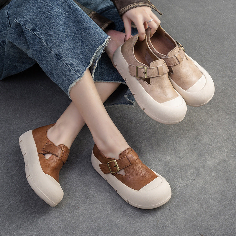 Women Minimalist Leather Velcro Flat Casual Shoes Newgew Shoes