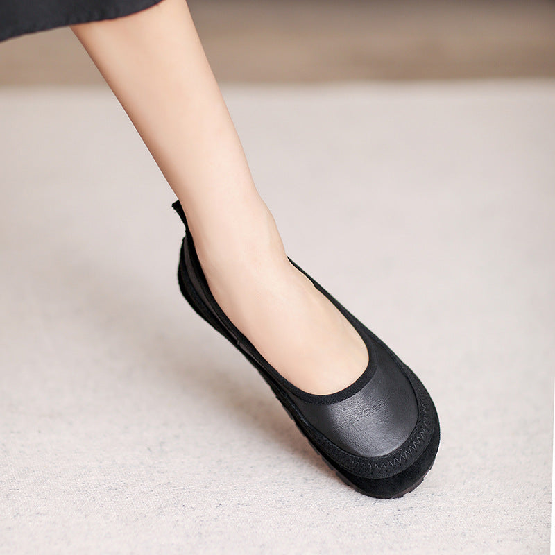 Women Retro Soft Leather Casual Flats Newgew Shoes