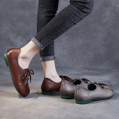Women Retro Soft Leather Retro Flat Casual Shoes Newgew Shoes