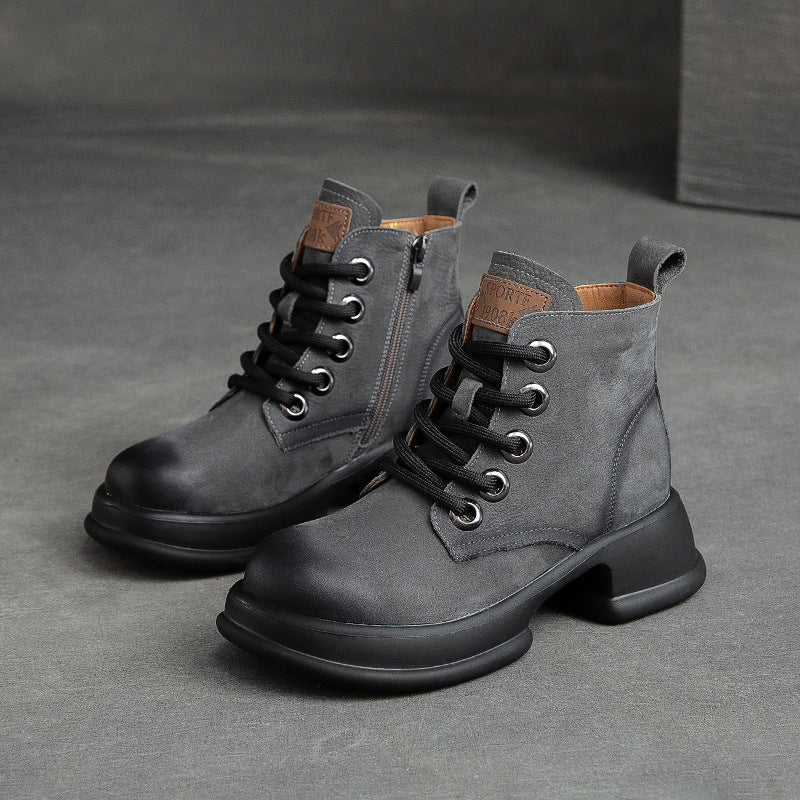 Women Autumn Retro Chunky Platform Combat Boots Newgew Shoes