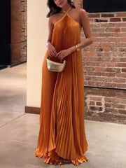 Halter Backless Pleated Dress Newgew Dresses