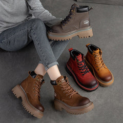 Women Classic Casual Leather Thick Soled Boots Newgew Shoes