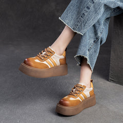 Women Minimalist Patchwork Leather Flat Casual Shoes Newgew Shoes