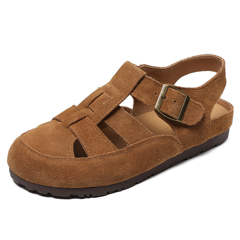 Women Retro Suede Summer Casual Slip-on Sandals Newgew Shoes