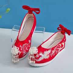 For Han Chinese Clothing Pearl Jacquard Antique Canvas Shoes Newgew