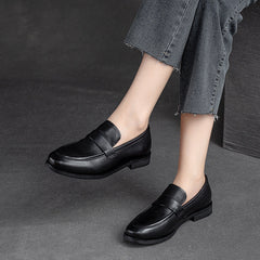 Women Classic Leather Solid Casual Loafers Newgew Shoes