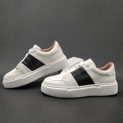 Men Minimalist Fashion Leather Flat Casual Sneakers Newgew Shoes