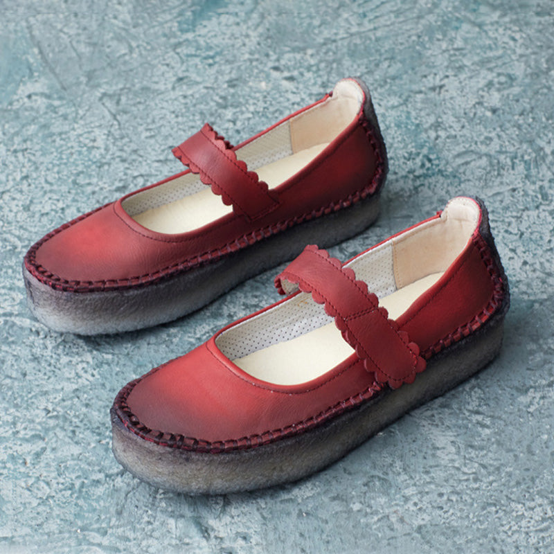 Women Retro Leather Minimalism Soft Casual Shoes Newgew Shoes