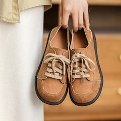 Women Retro Nubuck Leather Flat Casual Shoes Newgew Shoes