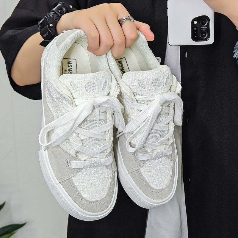 Men Fashion Patchwork Canvas Casual Skate Shoes Newgew Shoes