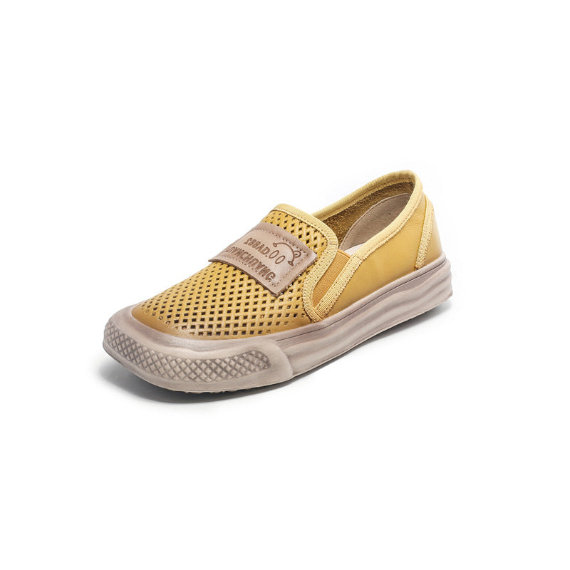 Women Minimalist Hollow Leather Flat Casual Shoes Newgew Shoes